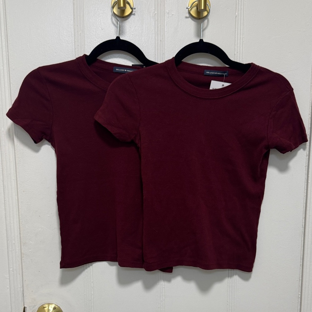 Brandy Melville 2Burgundy Women's short sleeve- perfect for twinning - new w tag